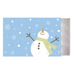 Tisch-Adventskalender für 24 Pralinen mit Schneemann-Motiv