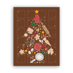 Großer Adventskalender für 24 Pralinen mit modernem Motiv Christbaum