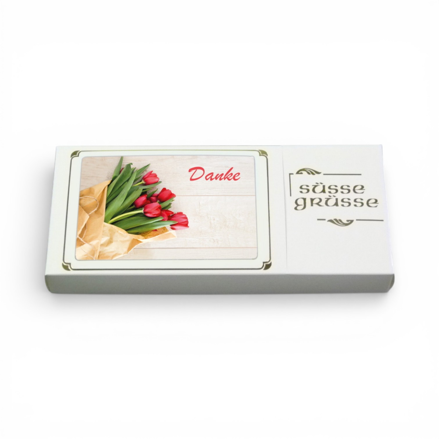 Postkarten-Faltschachtel für 12 Pralinen oder Trüffel - vier verschiedene Motive