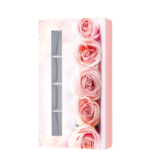 Faltschachtel für 8 Pralinen mit Schuber/Sichtfenster - verschiedene Blumenmotive – Bild 3