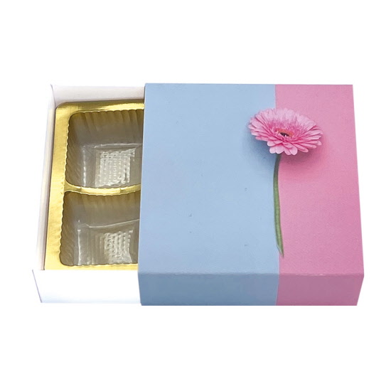 Faltschachtel für 4 Pralinen mit Schuber - verschiedene Blumenmotive – Bild 2