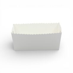 Gebäckschale weiß 14 × 11 × 6,5 cm, hohe Form, innen beschichtet – VE 100 Stück