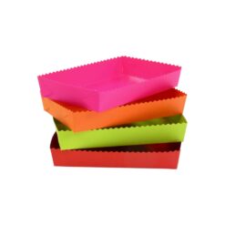 Gebäckschale farbig 16 x 11 x 3,5 cm, flache Form, innen beschichtet – VE 100 Stück