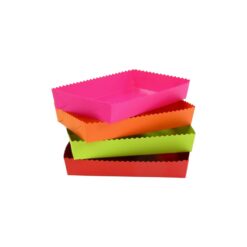 Gebäckschale farbig 11 × 8,5 × 3,5 cm, flache Form, innen beschichtet – VE 100 Stück