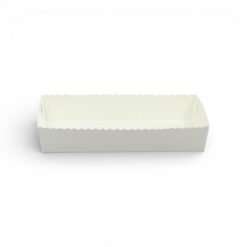 Gebäckschale weiß 19 x 12 x 3,5 cm, flache Form, innen beschichtet – VE 100 Stück