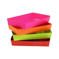 Gebäckschale farbig 19,0 x 12,0 x 3,5 cm, flache Form, innen beschichtet – VE 100 Stück