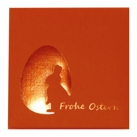 Pralinenschachtel mit Prägung "Frohe Ostern" auf farbigem Papier für 4 Trüffel oder Pralinen – Bild 2