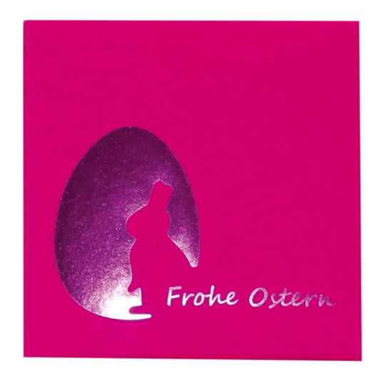 Pralinenschachtel mit Prägung "Frohe Ostern" auf farbigem Papier für 4 Trüffel oder Pralinen – Bild 4