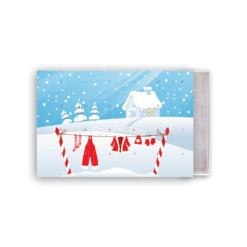 Tisch-Adventskalender für 24 Pralinen mit Santa-is-coming-Motiv